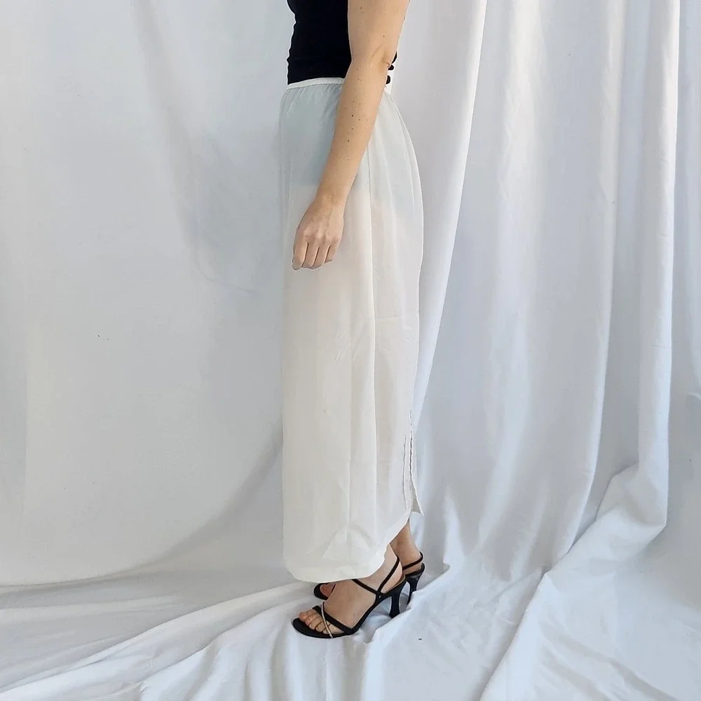 80s‎ Poly Nylon Whiye Maxi Slip - Picture 2 of 6